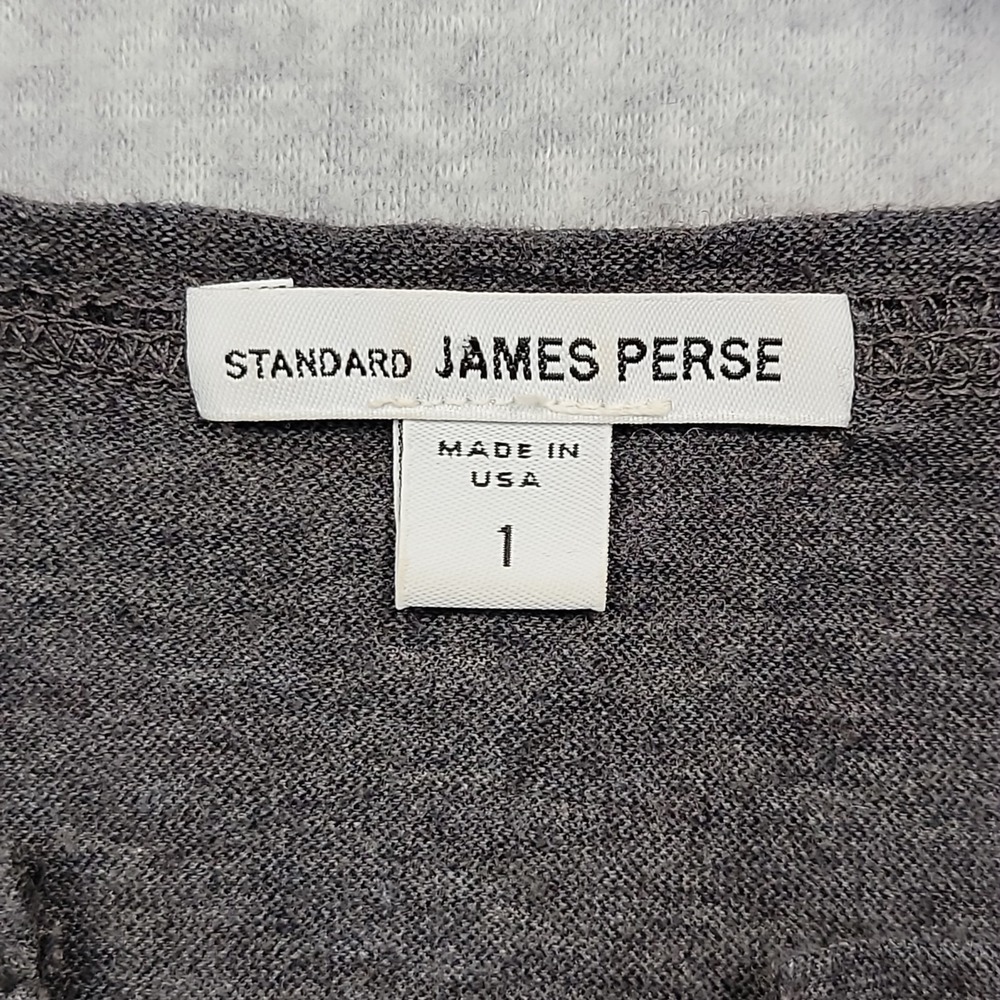 Standard James Perse Gray Cotton Wool Blend Knit Button Up V-neck Shirt Sz 1 - Picture 3 of 10